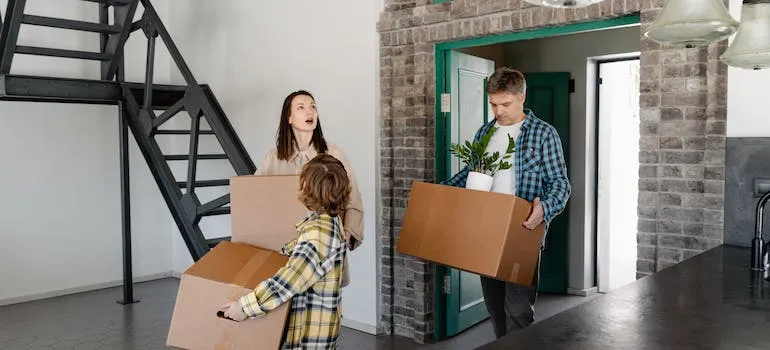 A family moving into new home 
