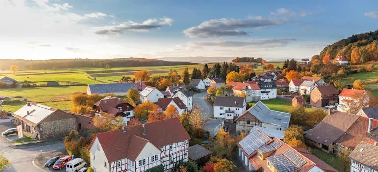 Aerial view of the houses