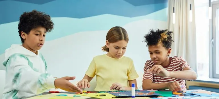 Children doing art project