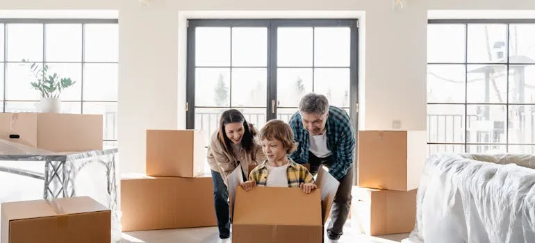 A family in the new home after the interstate relocation to Virginia