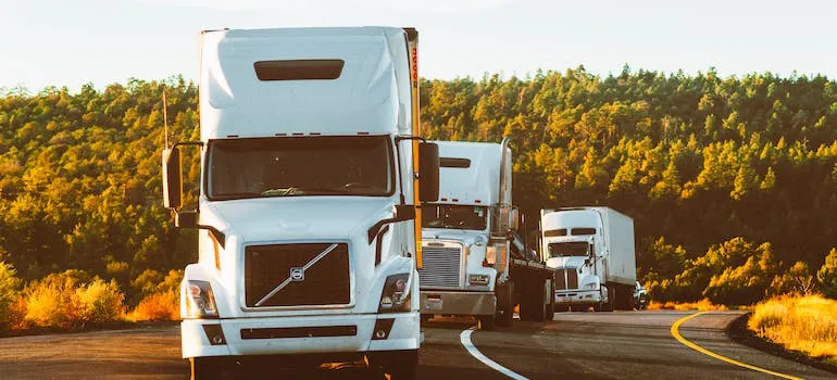 Moving trucks on the road 