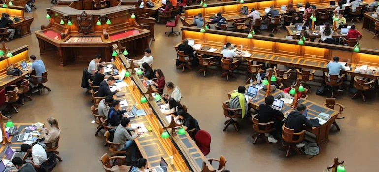 Students in the library