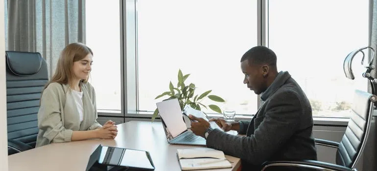 A woman having a job interview
