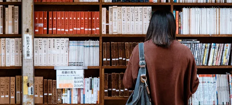 A woman in the library
