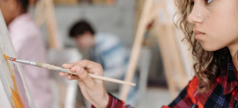 A girl painting