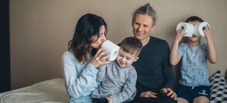 a photo of family members having fun