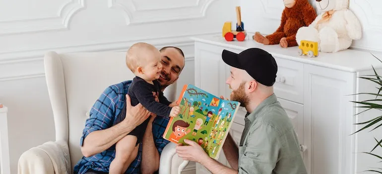 a picture of parents with their babies