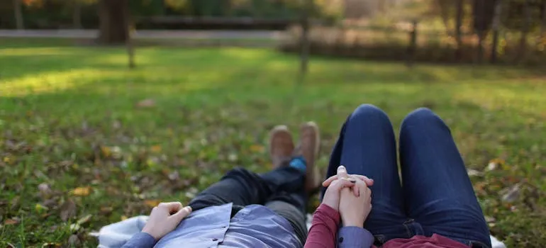 A couple holding hands