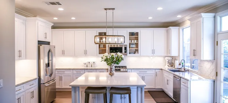spacious and well-lit kitchen space