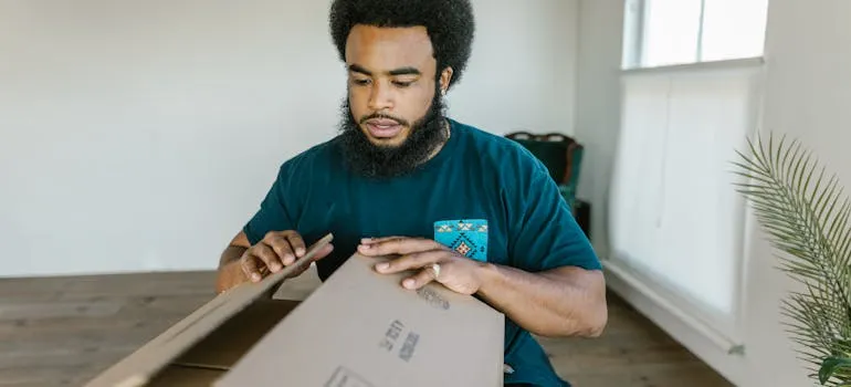 A mover packing amoving box