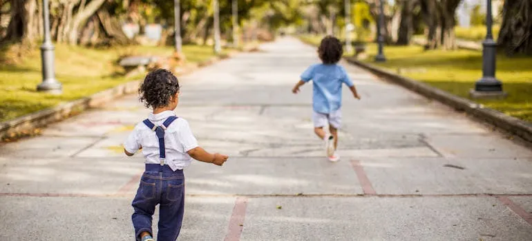 Kids running on the street