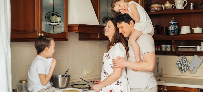 A family in the kitchen