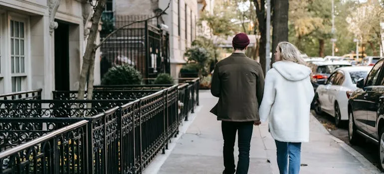 A couple exploring new neighborhood