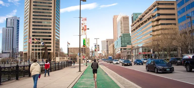 People on the street in one of the best cities for young professionals in Maryland