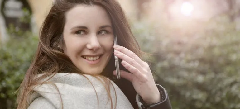 A woman talking on the phone 
