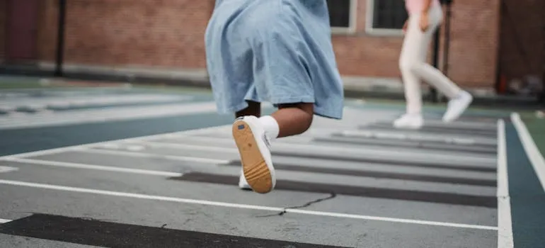 A kid running on the street
