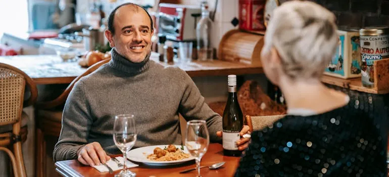 Two people in the restaurant