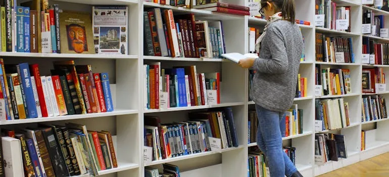 A woman in the library