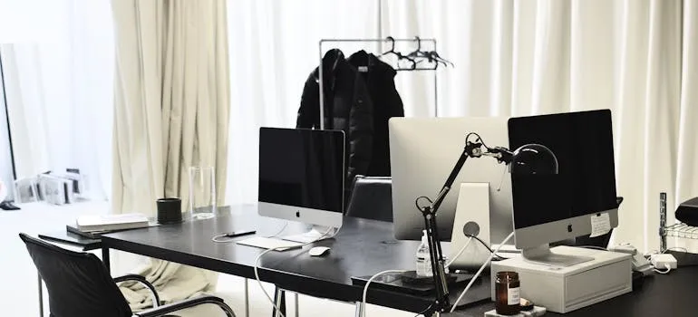 An office desk and a chair