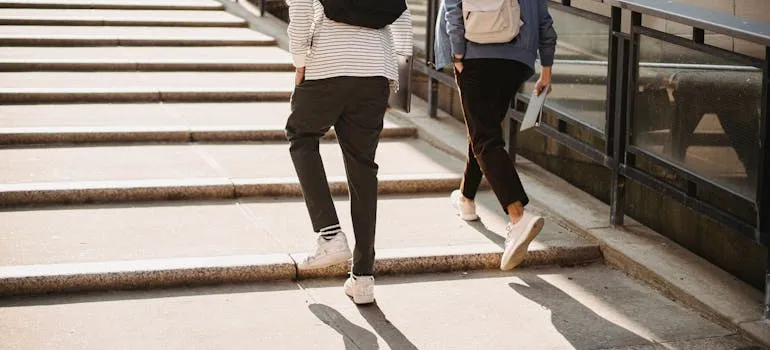 Two people walking