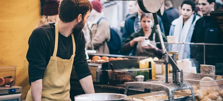 People at the food market