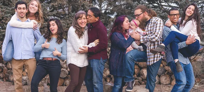 A big family in the park