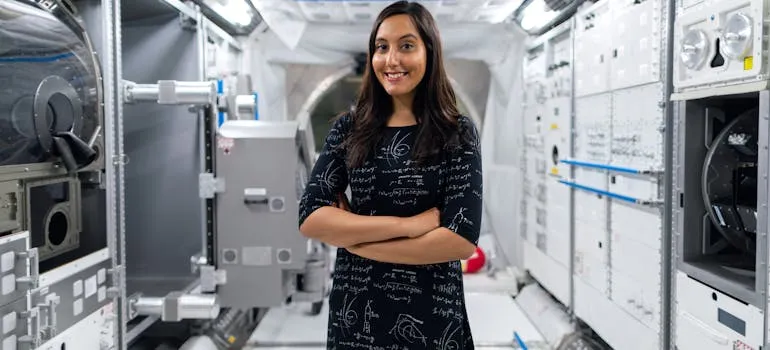 An engineer in a space station