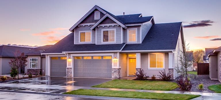 Blue and gray concrete house