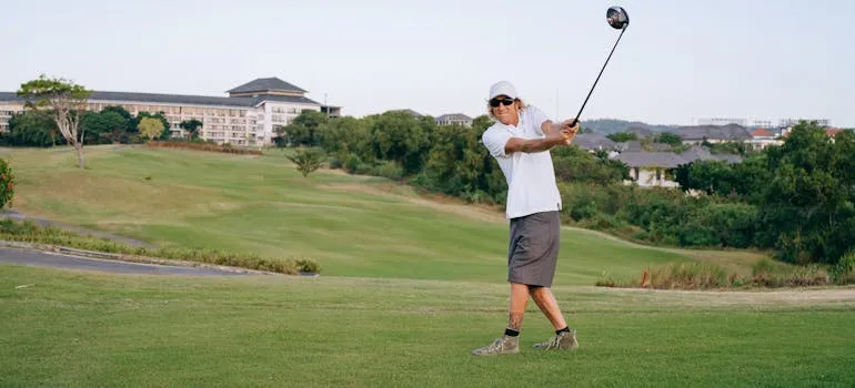 A man playing a golf