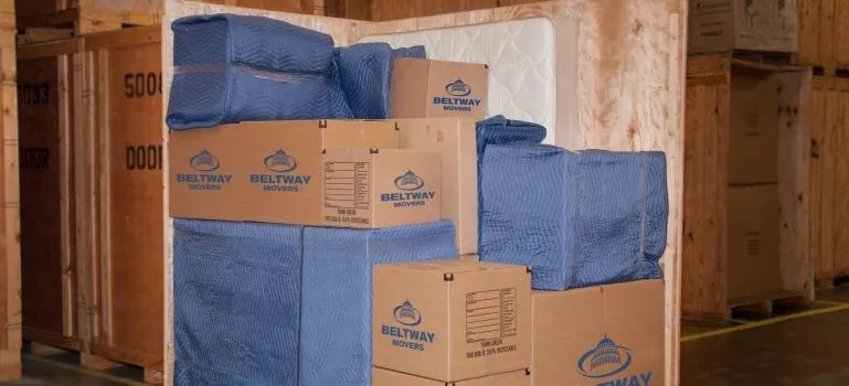 Packed boxes for moving