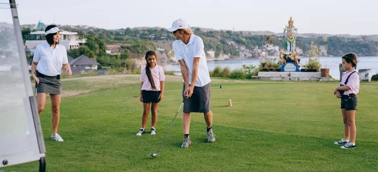 A family on the golf course