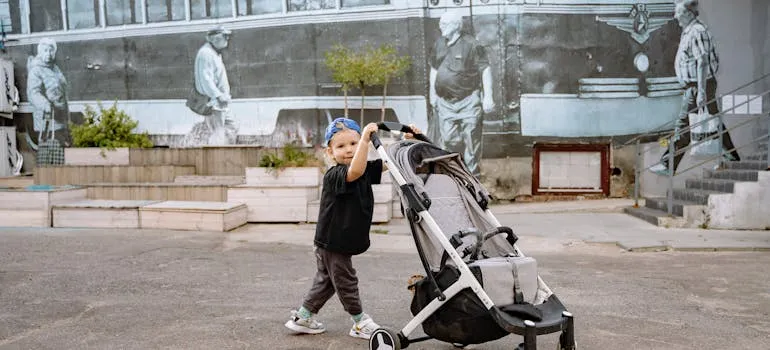 A kid on the street in one of the Northern Virginia neighborhood for family