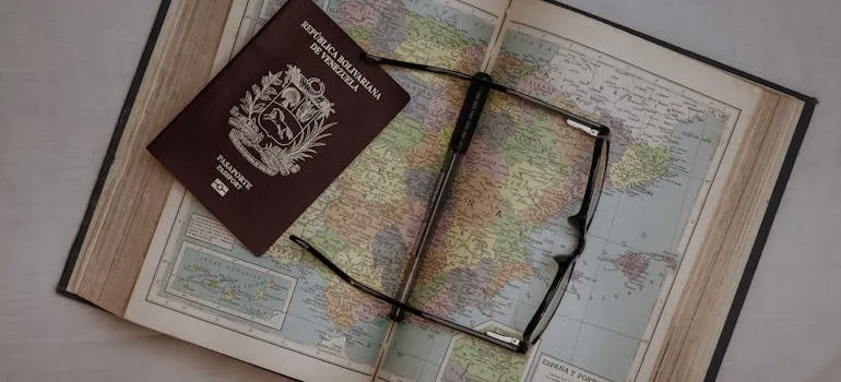 Passport and eyeglasses