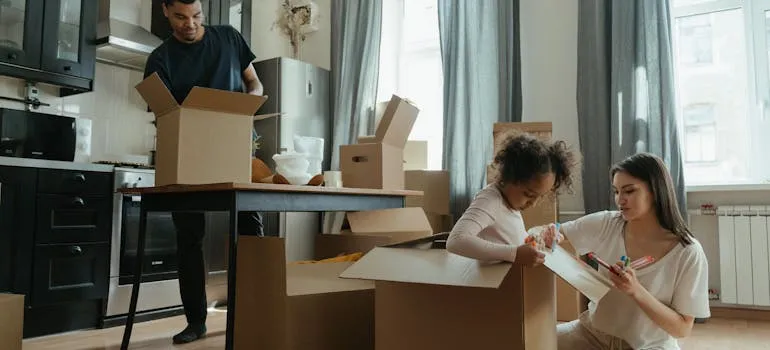A family packing for relocation
