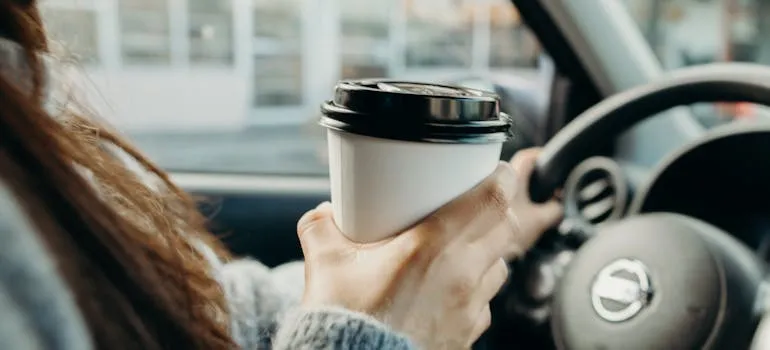 A woman driving a car