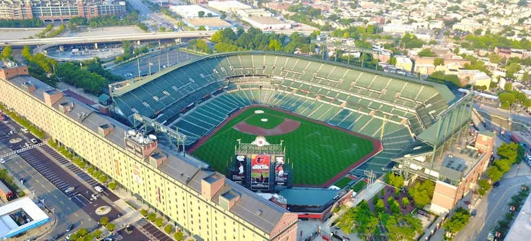 A baseball stadium