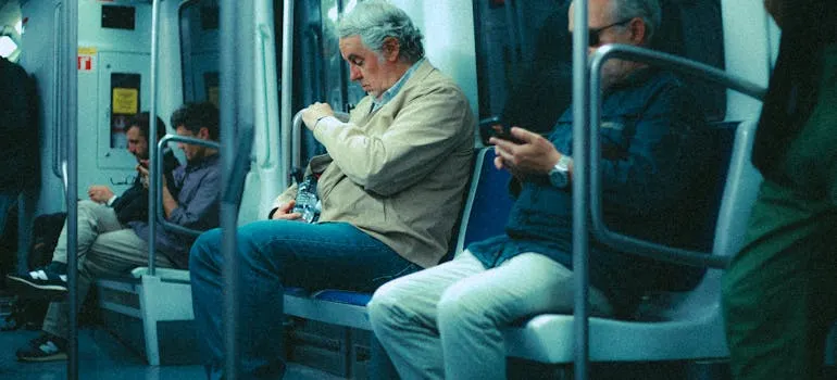 A senior in the train 