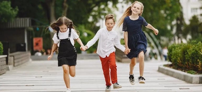 Kids running on the street