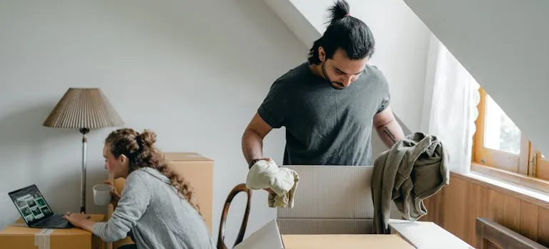A couple unpacking