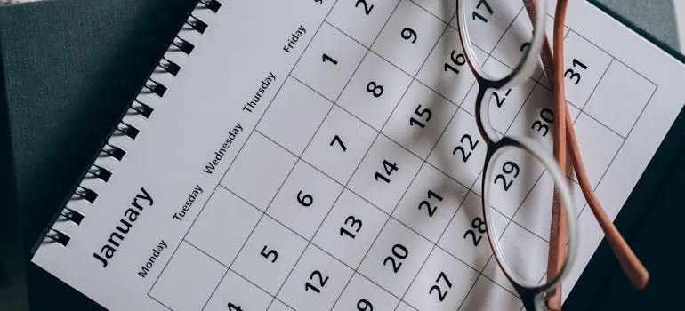 Glasses on the calendar