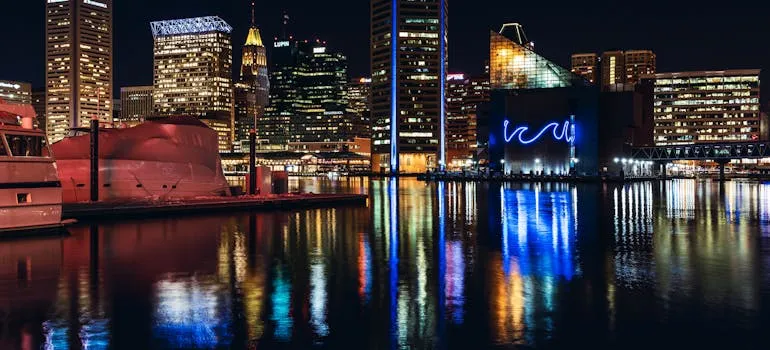 City during night time
