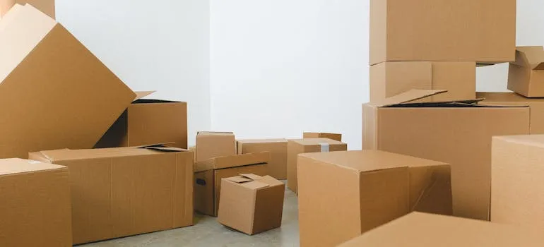 Pile of moving boxes