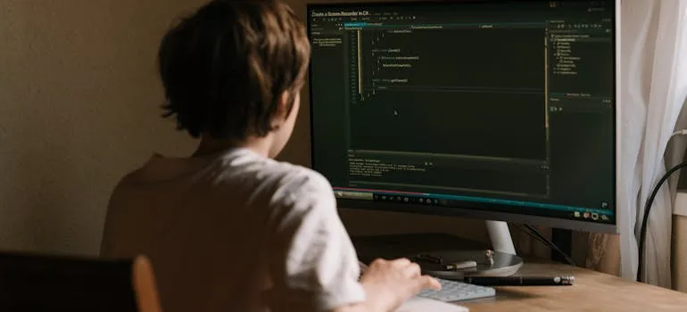 A person using a laptop