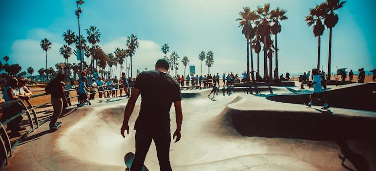 People in the skate park in one of the cities in California for former Marylanders