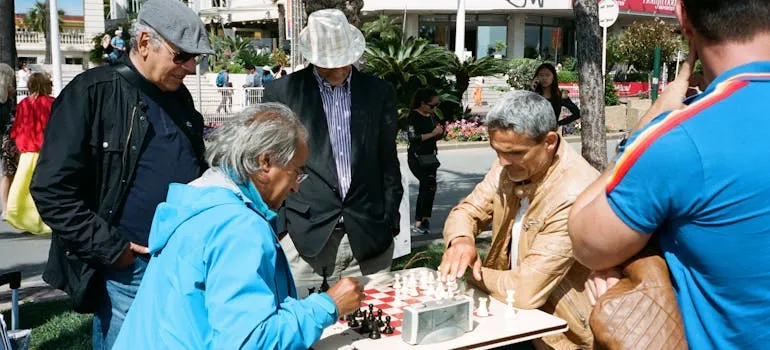 Seniors playing chess