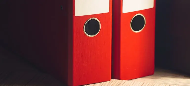 Two red folders