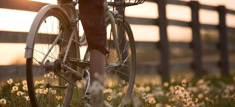 A person on the bicycle