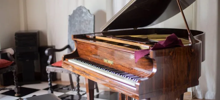 A brown piano