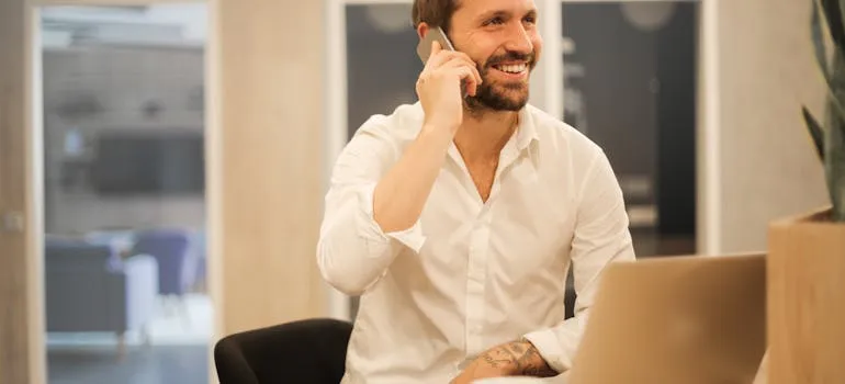 A man talking on the phone