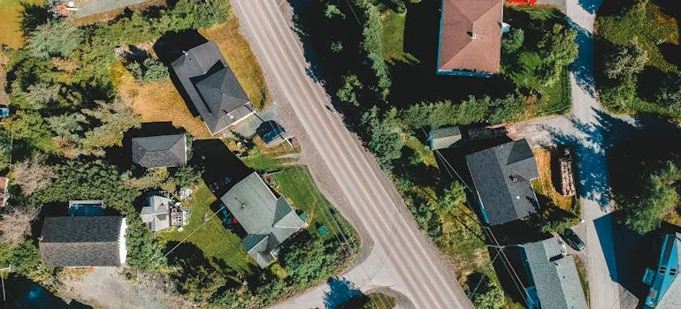 Aerial view of the houses